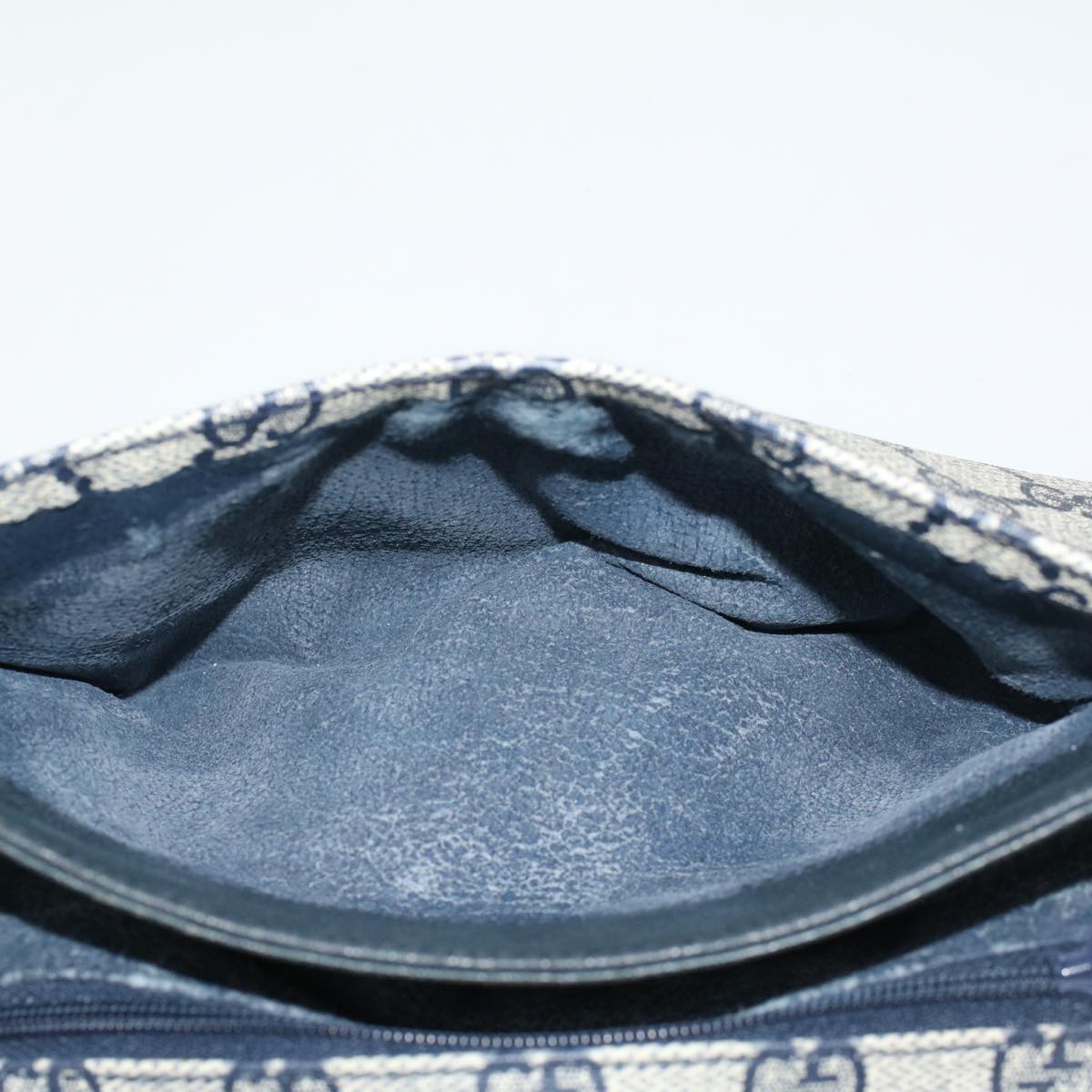 GUCCI GG Canvas Pouch PVC Leather Gray Navy ep1605