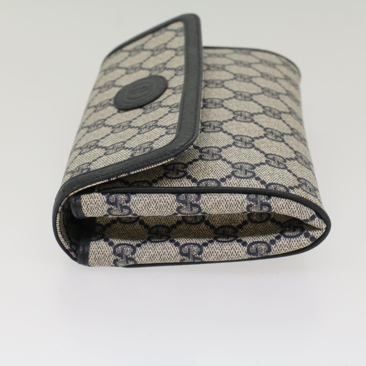 GUCCI GG Canvas Pouch PVC Leather Gray Navy ep1605