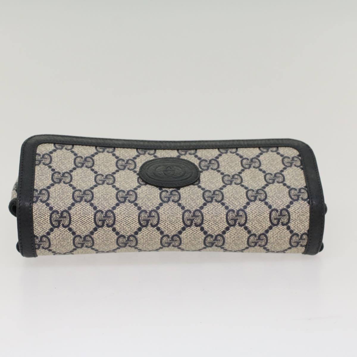 GUCCI GG Canvas Pouch PVC Leather Gray Navy ep1605