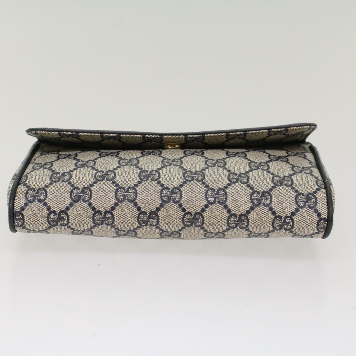 GUCCI GG Canvas Pouch PVC Leather Gray Navy ep1605
