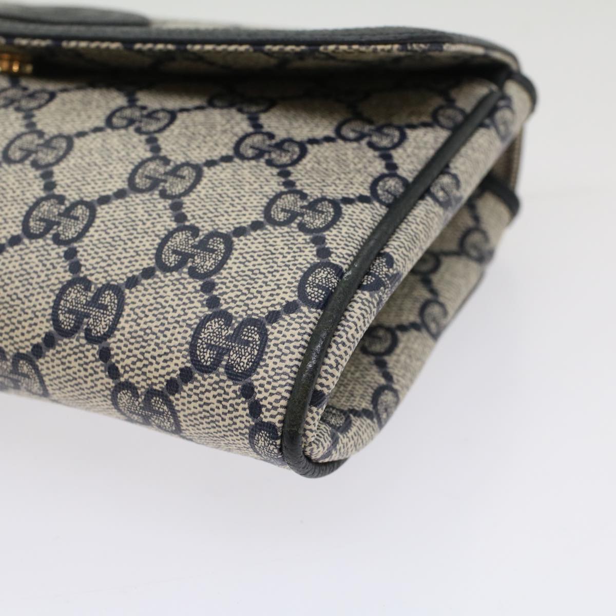 GUCCI GG Canvas Pouch PVC Leather Gray Navy ep1605