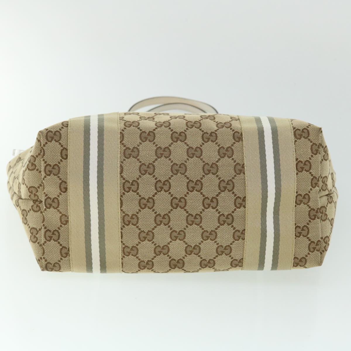 GUCCI GG Canvas Sherry Line Tote Bag Beige Gray white 211971 ep1611