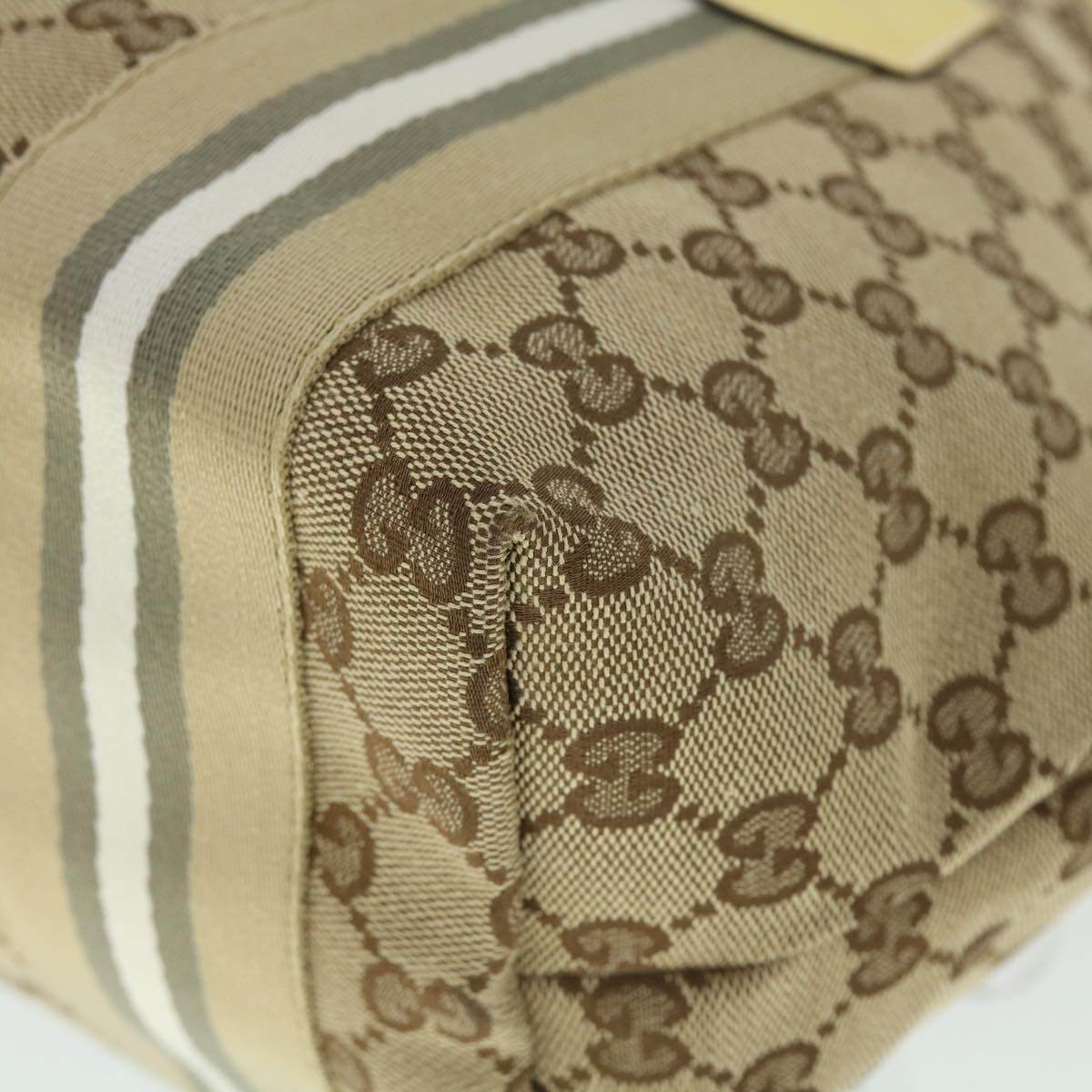 GUCCI GG Canvas Sherry Line Tote Bag Beige Gray white 211971 ep1611