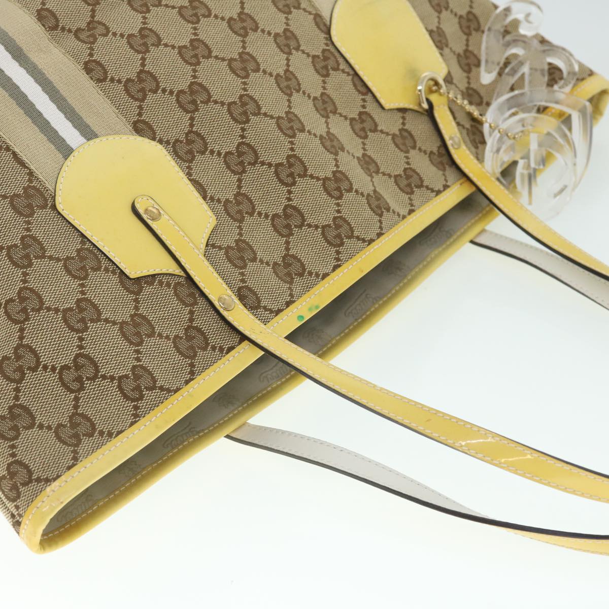 GUCCI GG Canvas Sherry Line Tote Bag Beige Gray white 211971 ep1611
