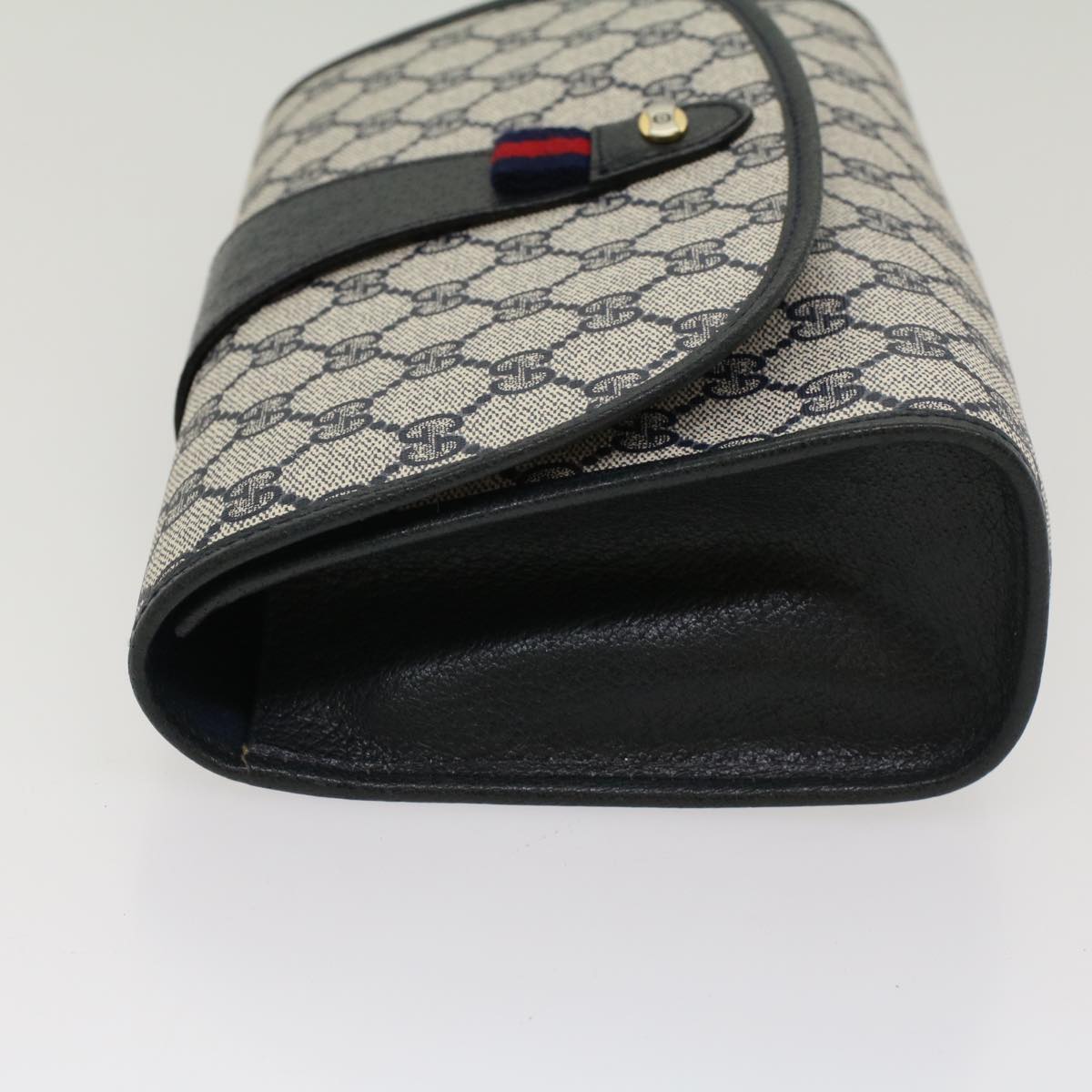 GUCCI GG Canvas Sherry Line Clutch Bag Gray Red Navy 89 01 030 ep1612