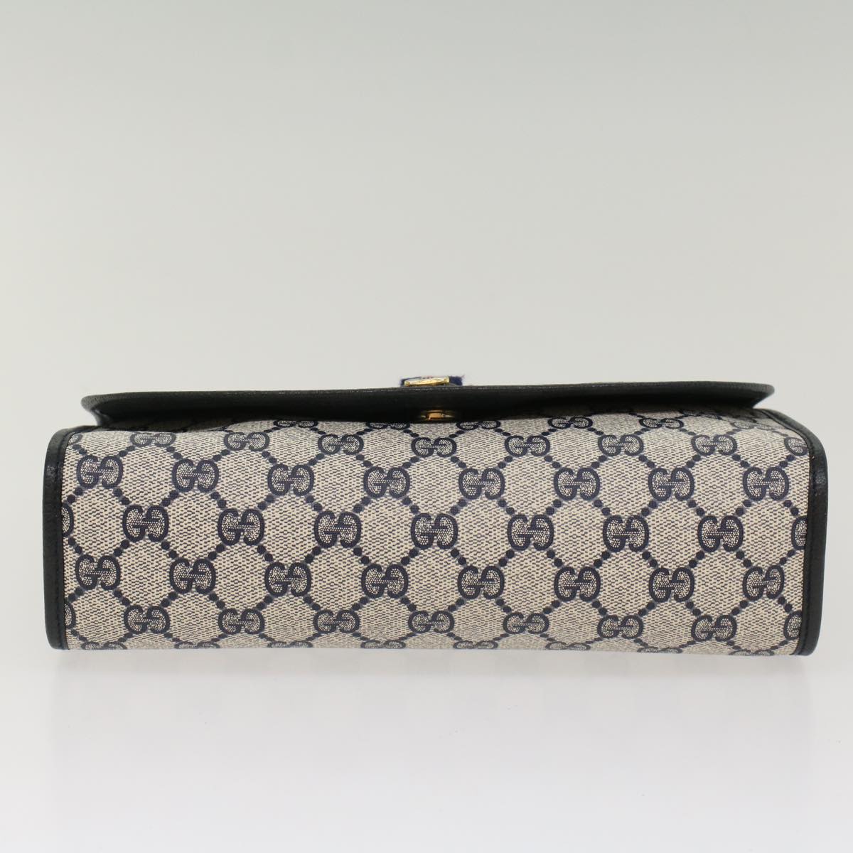 GUCCI GG Canvas Sherry Line Clutch Bag Gray Red Navy 89 01 030 ep1612