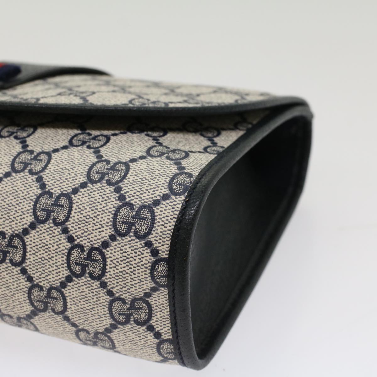 GUCCI GG Canvas Sherry Line Clutch Bag Gray Red Navy 89 01 030 ep1612