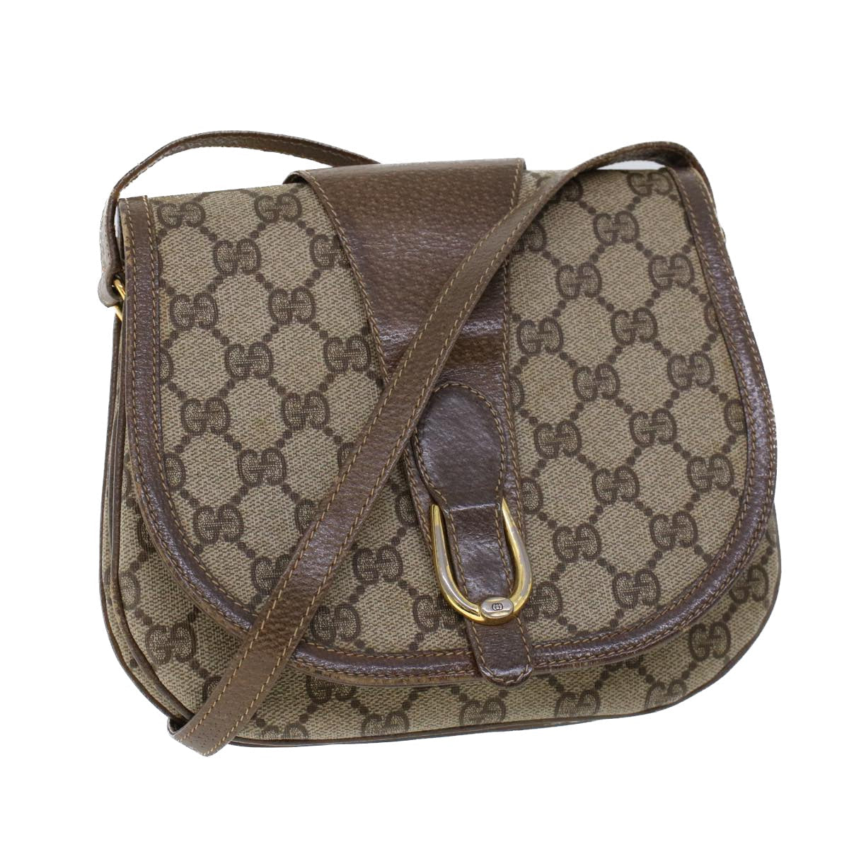 GUCCI GG Canvas Shoulder Bag PVC Leather Beige ep1615