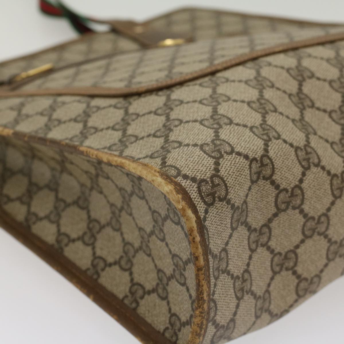 GUCCI GG Canvas Web Sherry Line Tote Bag Beige Red Green 89 02 092 ep1616