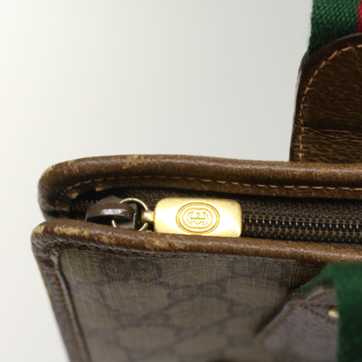 GUCCI GG Canvas Web Sherry Line Tote Bag Beige Red Green 89 02 092 ep1616