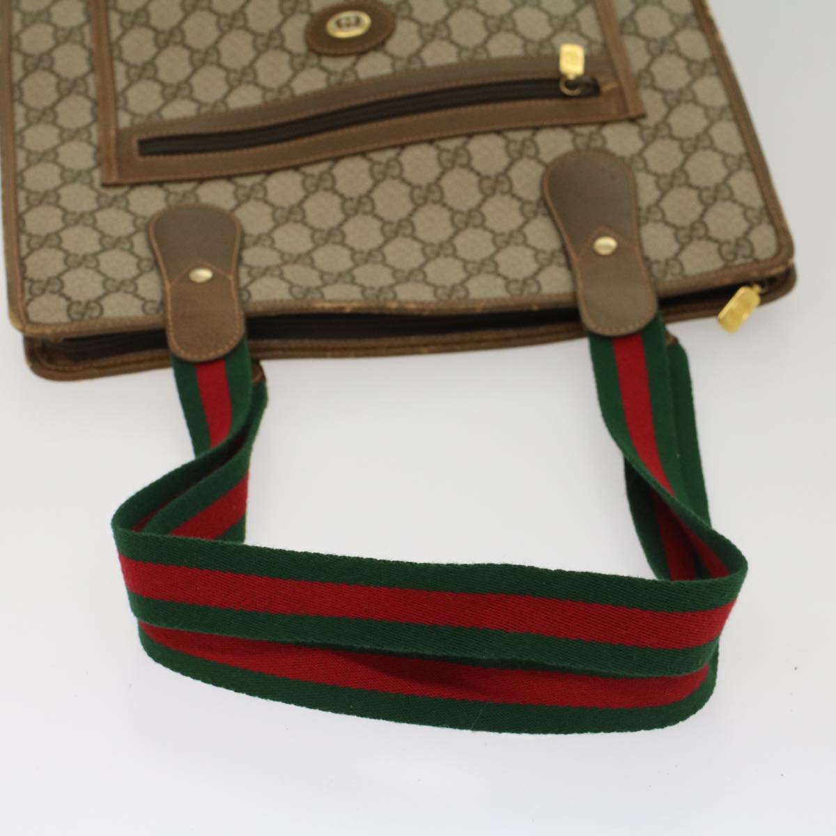 GUCCI GG Canvas Web Sherry Line Tote Bag Beige Red Green 89 02 092 ep1616