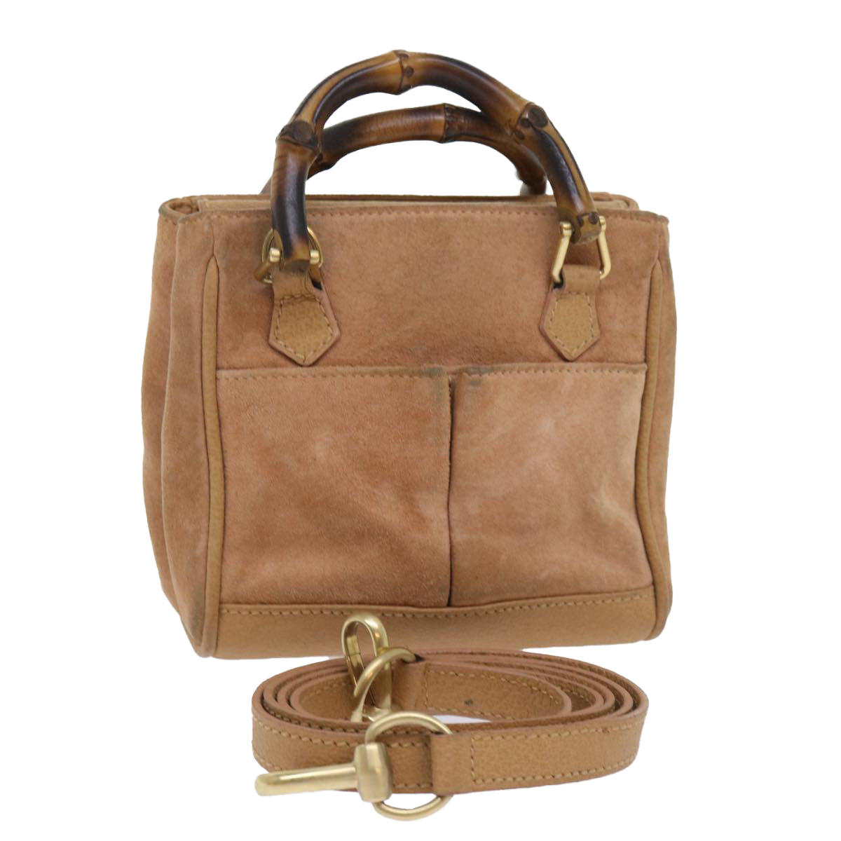 GUCCI Bamboo Hand Bag Suede 2way Brown 007 1793 0238 ep1620