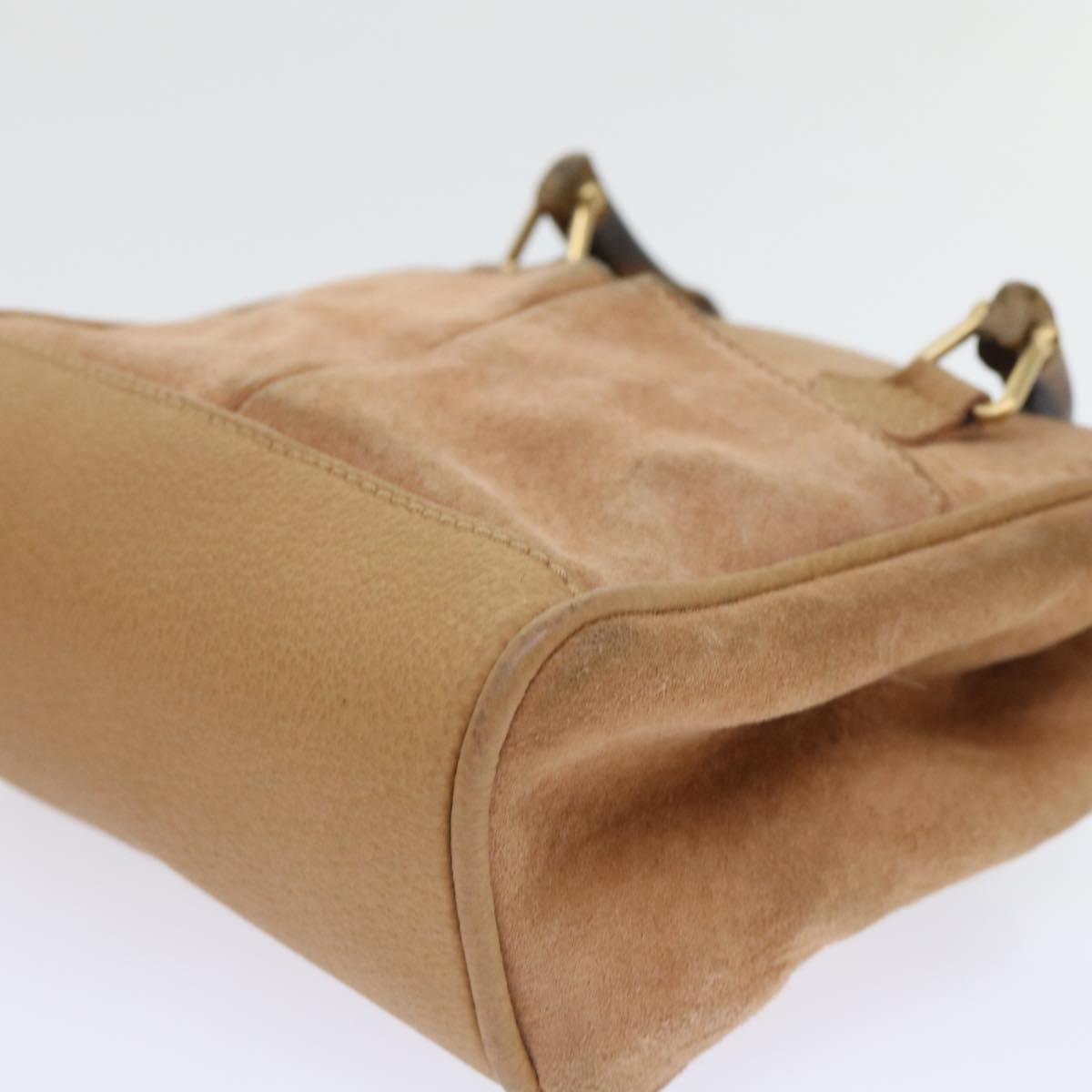 GUCCI Bamboo Hand Bag Suede 2way Brown 007 1793 0238 ep1620