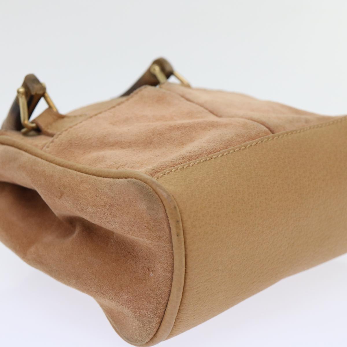 GUCCI Bamboo Hand Bag Suede 2way Brown 007 1793 0238 ep1620