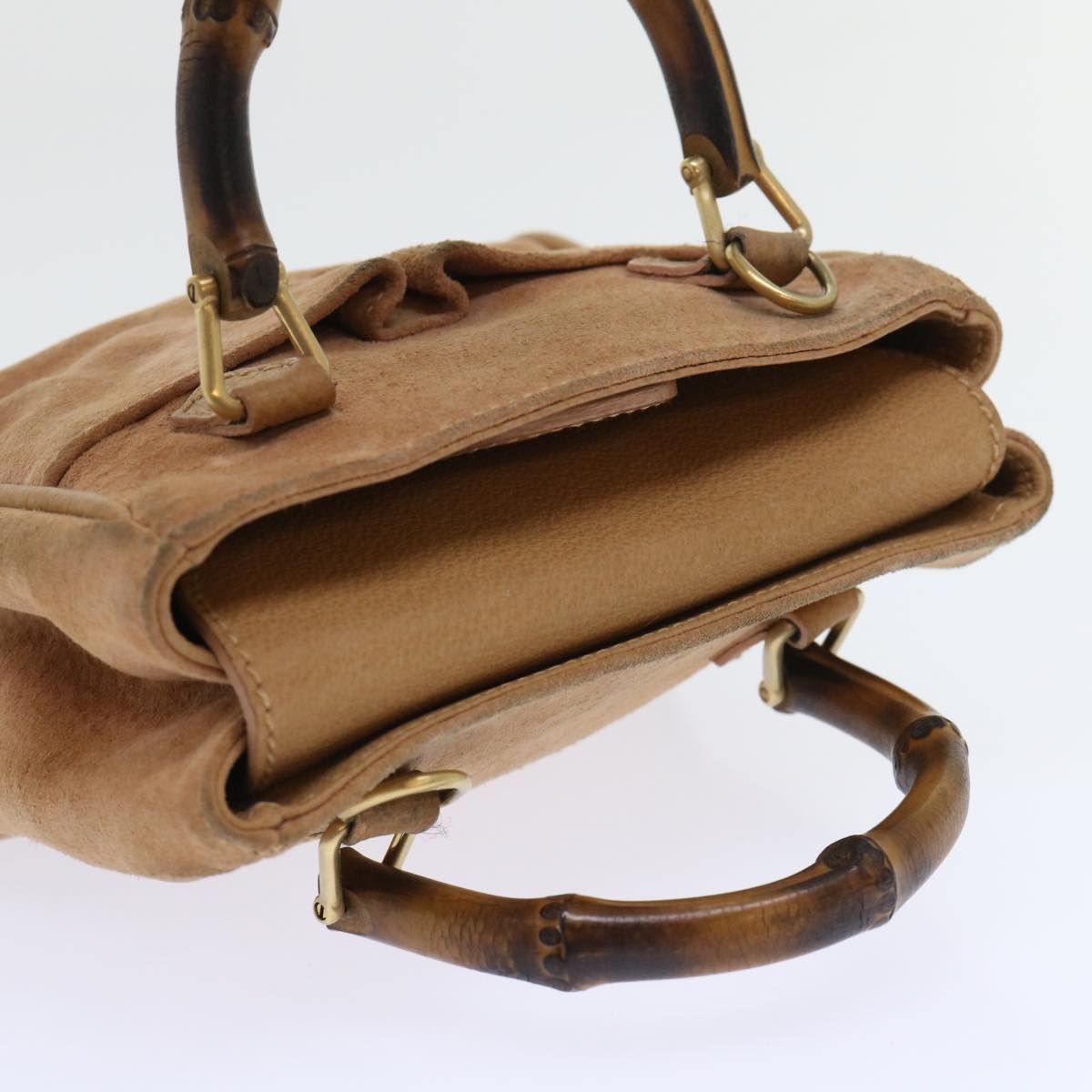 GUCCI Bamboo Hand Bag Suede 2way Brown 007 1793 0238 ep1620