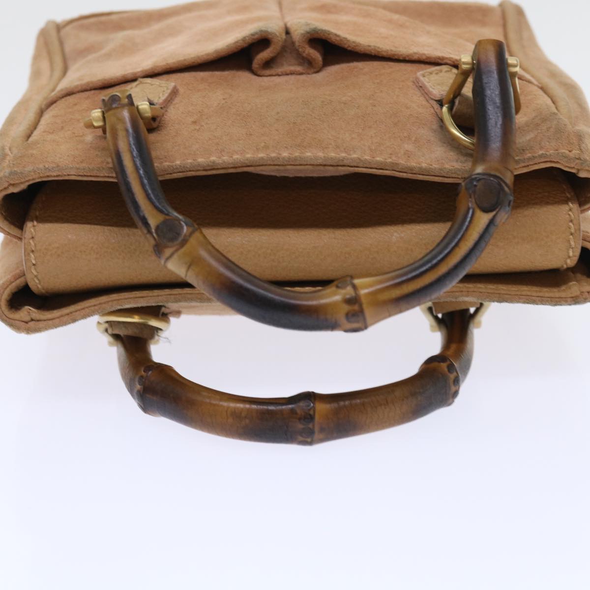 GUCCI Bamboo Hand Bag Suede 2way Brown 007 1793 0238 ep1620
