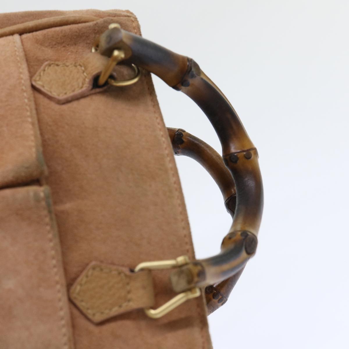 GUCCI Bamboo Hand Bag Suede 2way Brown 007 1793 0238 ep1620