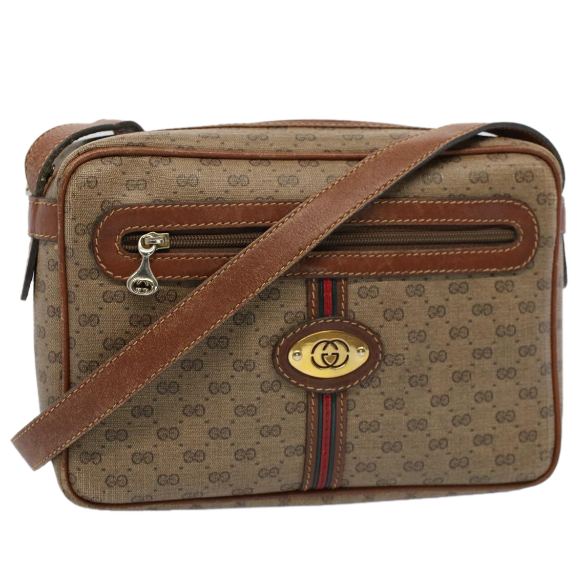 GUCCI Micro GG Canvas Web Sherry Line Shoulder Bag Beige Red 007 904 ep1647