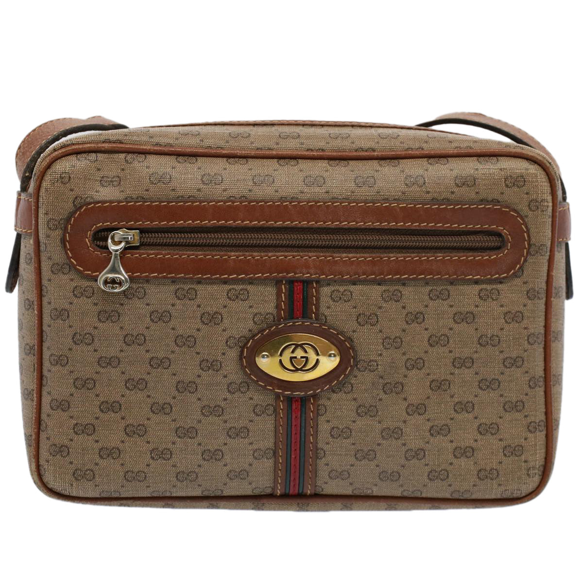 GUCCI Micro GG Canvas Web Sherry Line Shoulder Bag Beige Red 007 904 ep1647