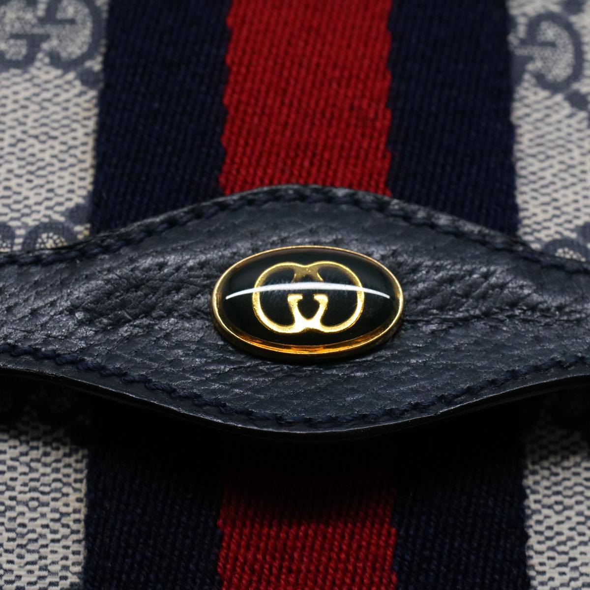 GUCCI GG Canvas Sherry Line Clutch Bag Gray Red Navy 89 01 006 ep1654