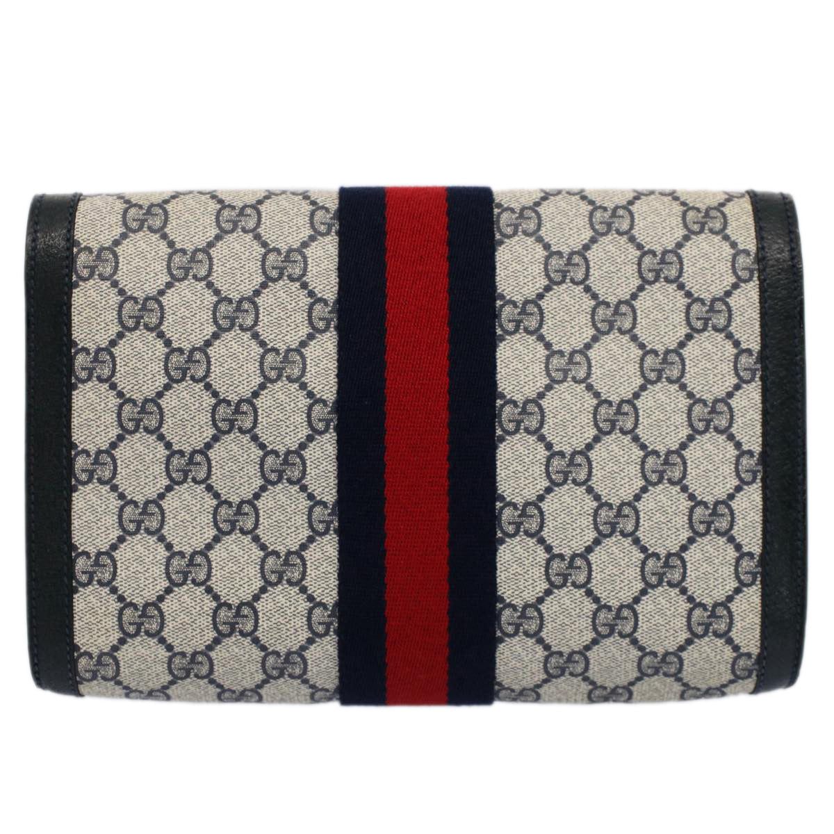 GUCCI GG Canvas Sherry Line Clutch Bag Gray Red Navy 89 01 006 ep1654