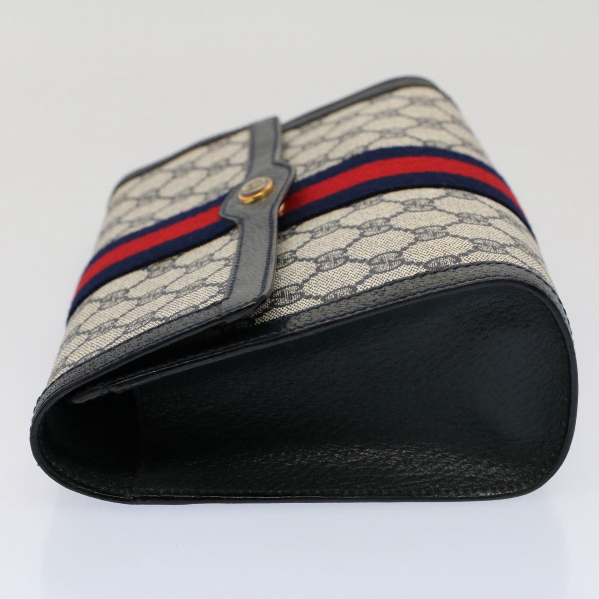 GUCCI GG Canvas Sherry Line Clutch Bag Gray Red Navy 89 01 006 ep1654