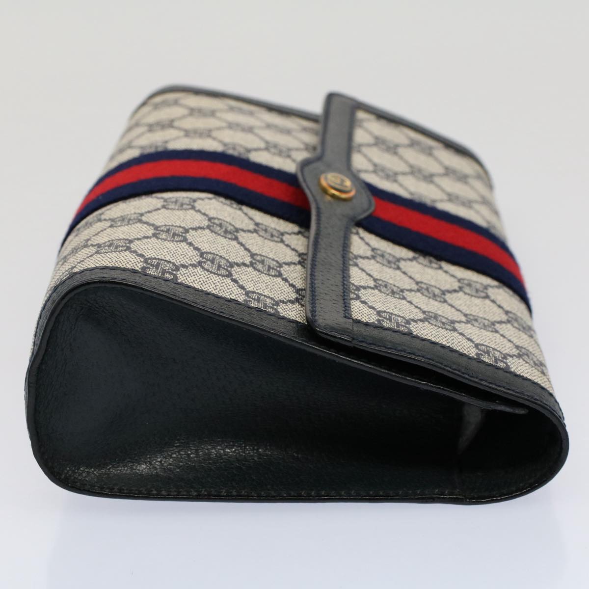 GUCCI GG Canvas Sherry Line Clutch Bag Gray Red Navy 89 01 006 ep1654
