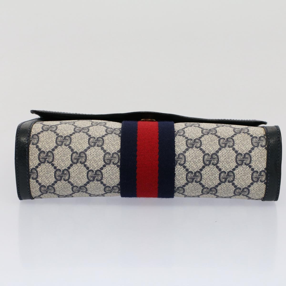 GUCCI GG Canvas Sherry Line Clutch Bag Gray Red Navy 89 01 006 ep1654