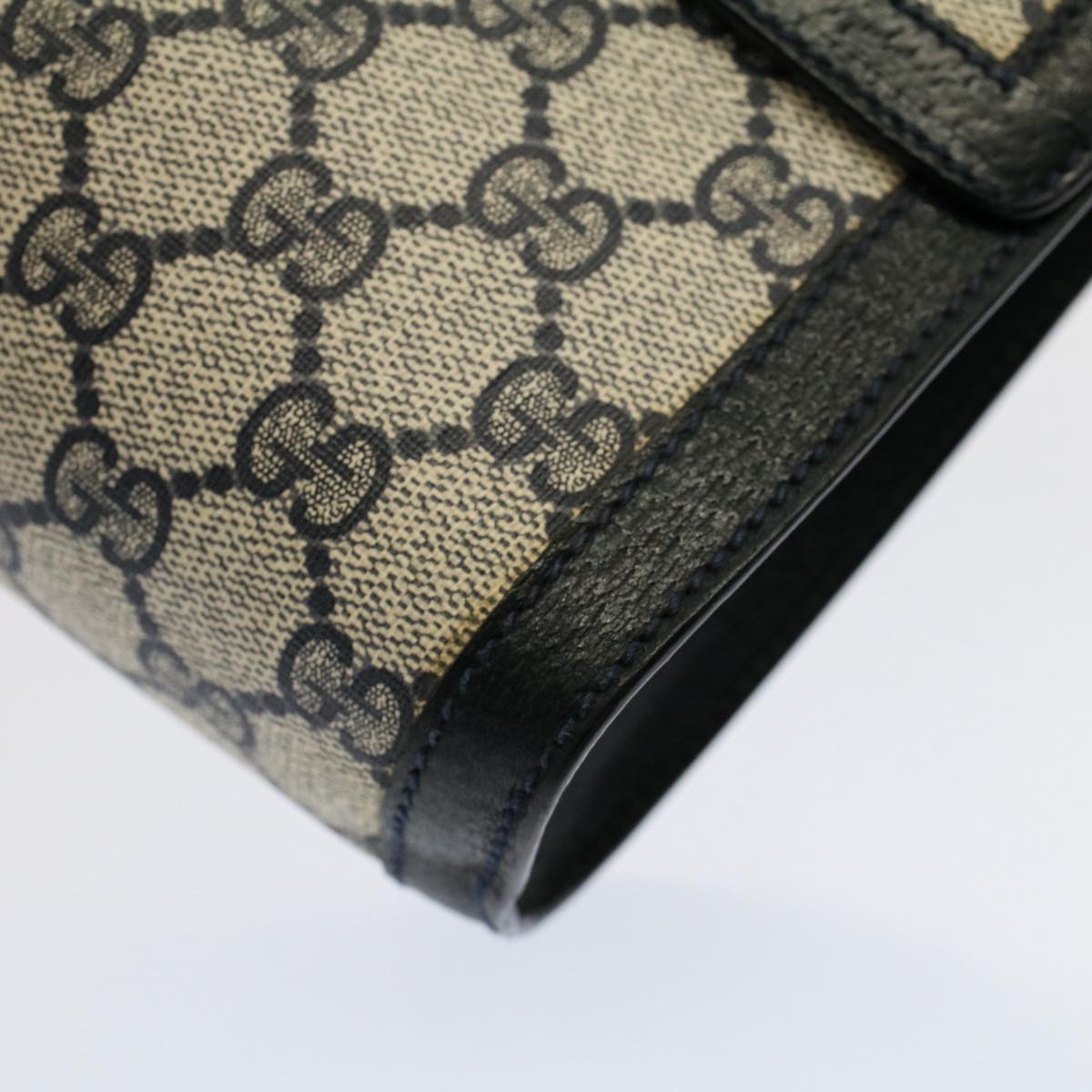 GUCCI GG Canvas Sherry Line Clutch Bag Gray Red Navy 89 01 006 ep1654