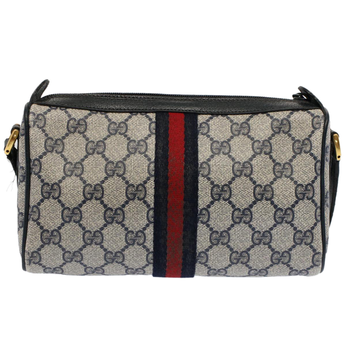 GUCCI GG Canvas Sherry Line Shoulder Bag Gray Red Navy 89 02 018 ep1660