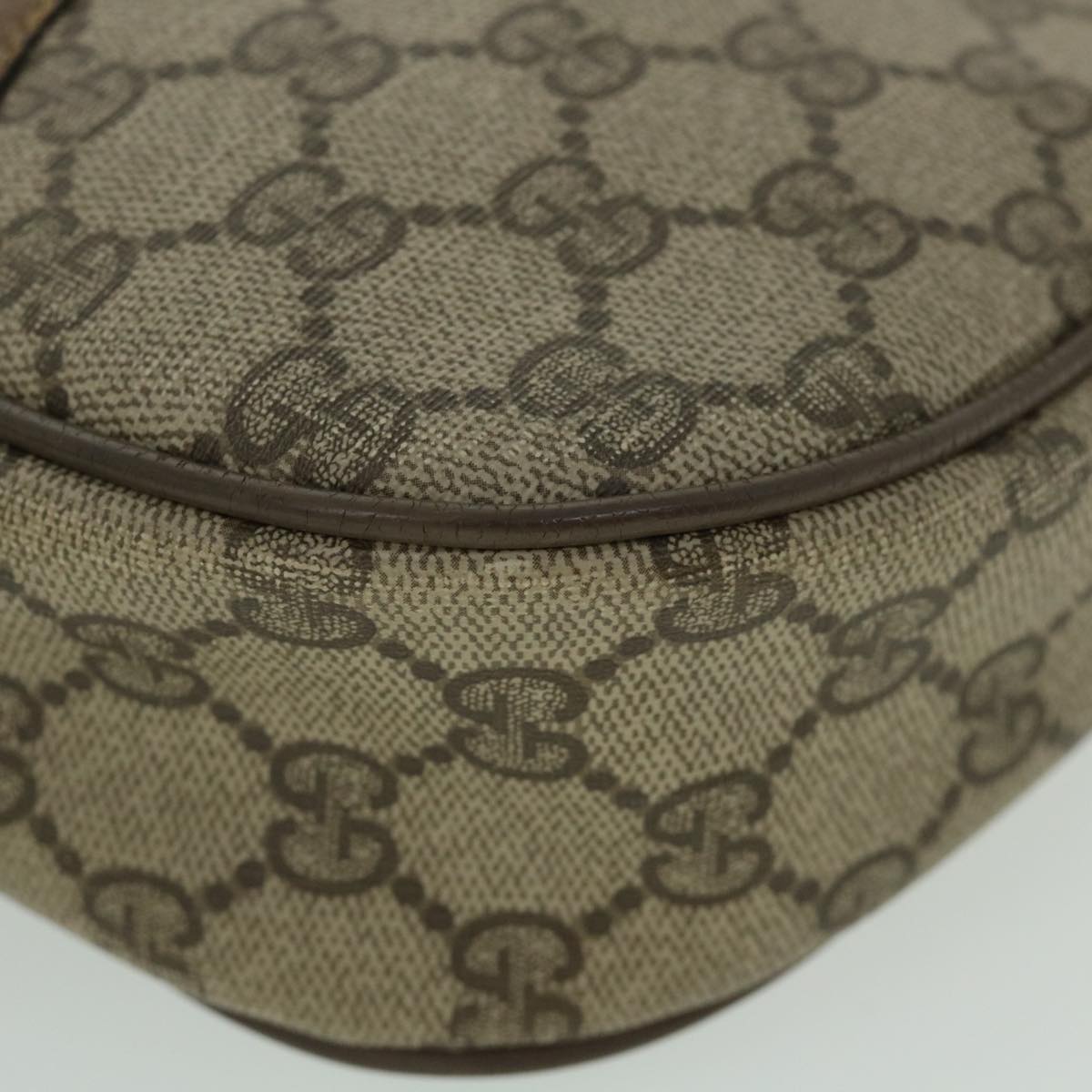 GUCCI GG Canvas Web Sherry Line Clutch Bag PVC Leather Beige Green ep1670