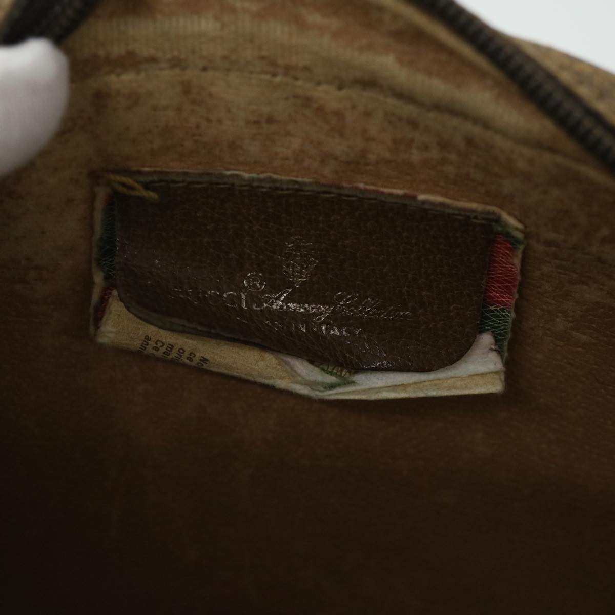GUCCI GG Canvas Web Sherry Line Clutch Bag PVC Leather Beige Green ep1670