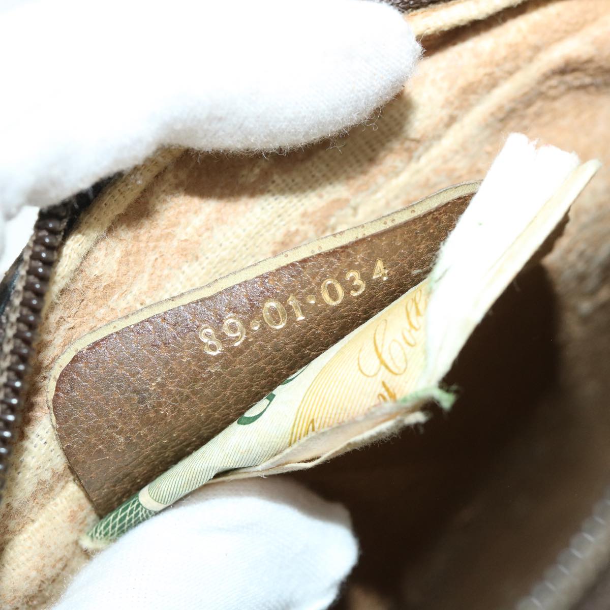 GUCCI GG Canvas Web Sherry Line Clutch Bag PVC Leather Beige Green ep1670
