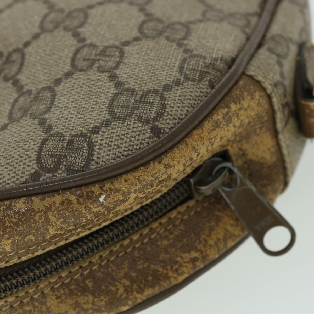 GUCCI GG Canvas Web Sherry Line Clutch Bag PVC Leather Beige Green ep1670