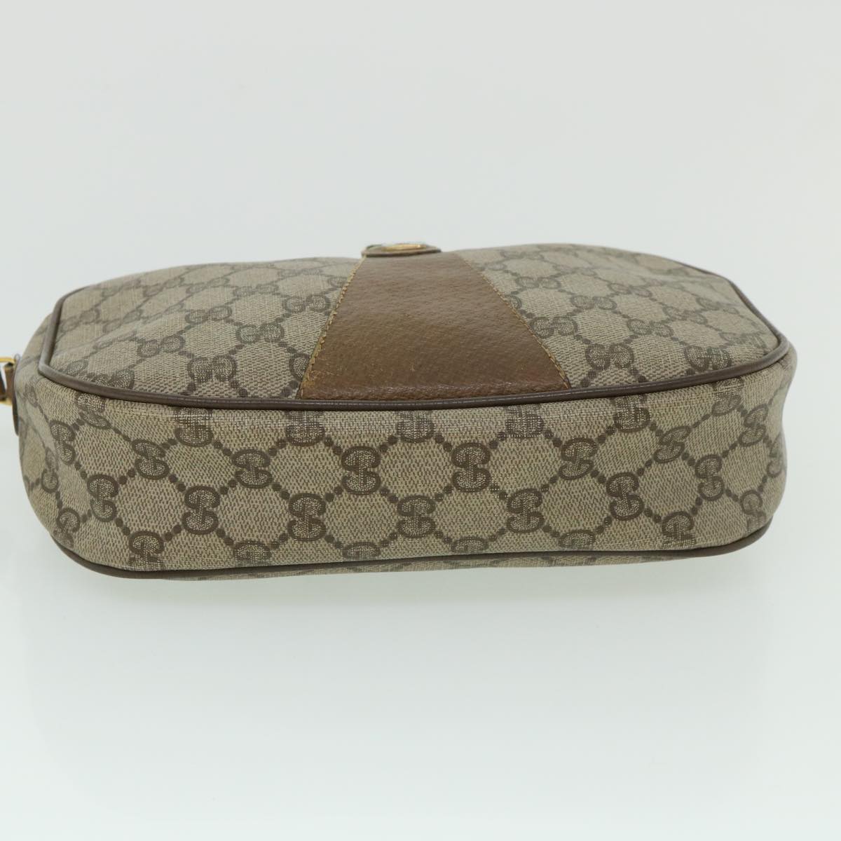 GUCCI GG Canvas Web Sherry Line Clutch Bag PVC Leather Beige Green ep1670