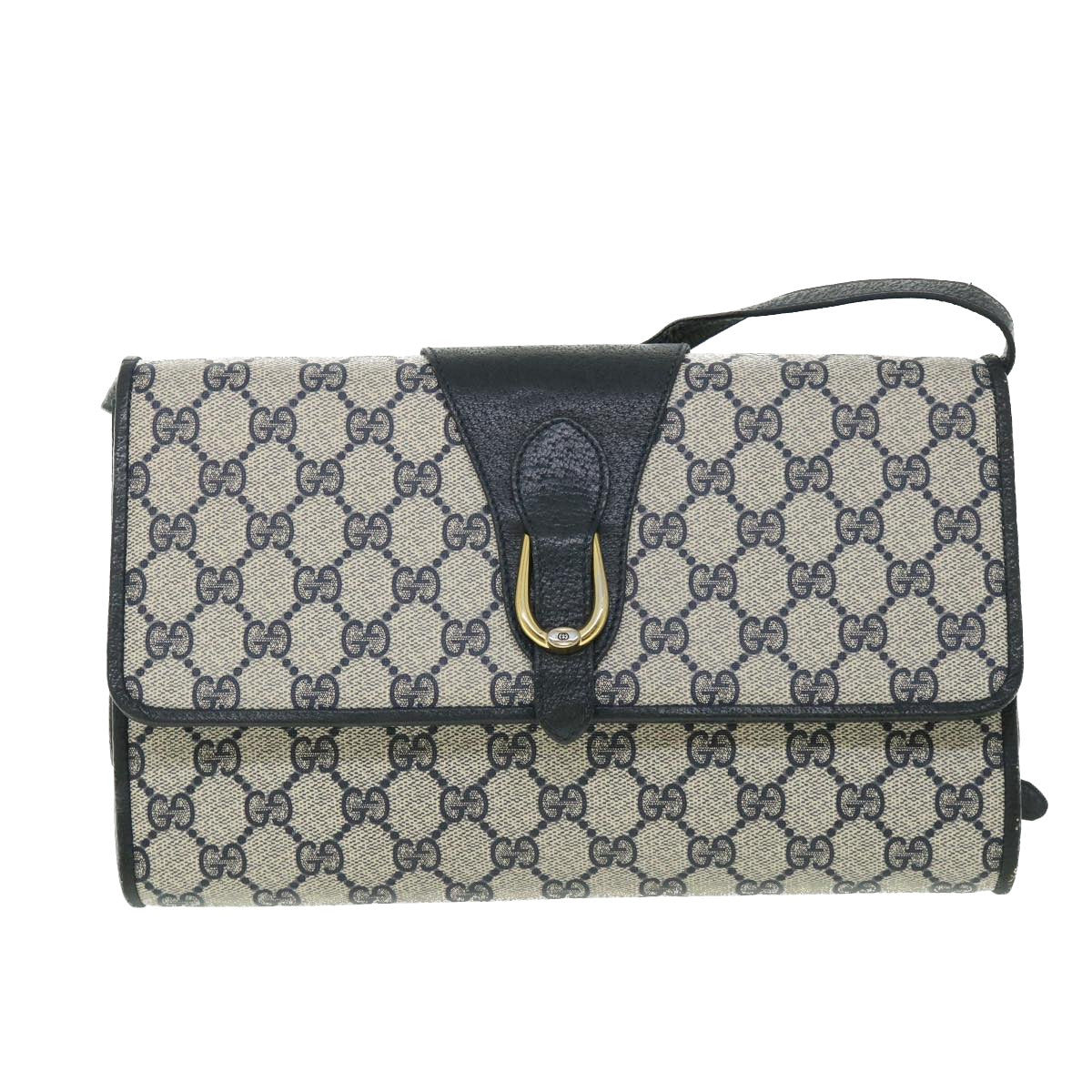 GUCCI GG Canvas Shoulder Bag PVC Leather Navy ep1671