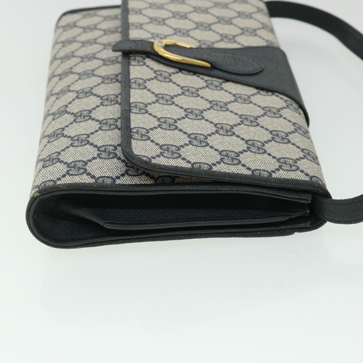 GUCCI GG Canvas Shoulder Bag PVC Leather Navy ep1671