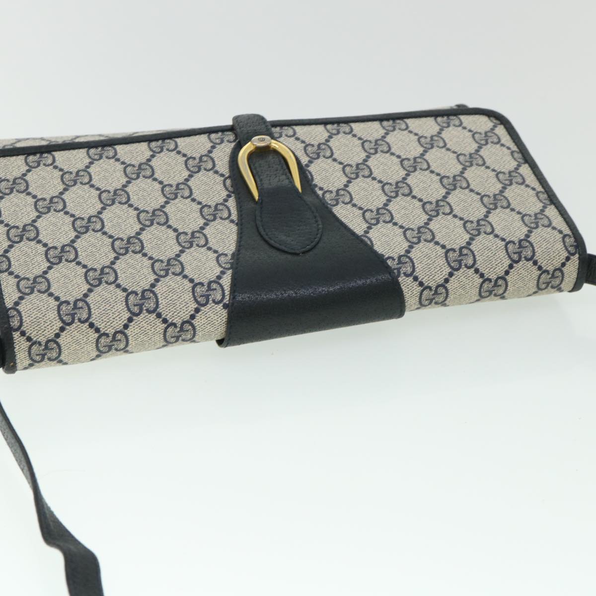 GUCCI GG Canvas Shoulder Bag PVC Leather Navy ep1671