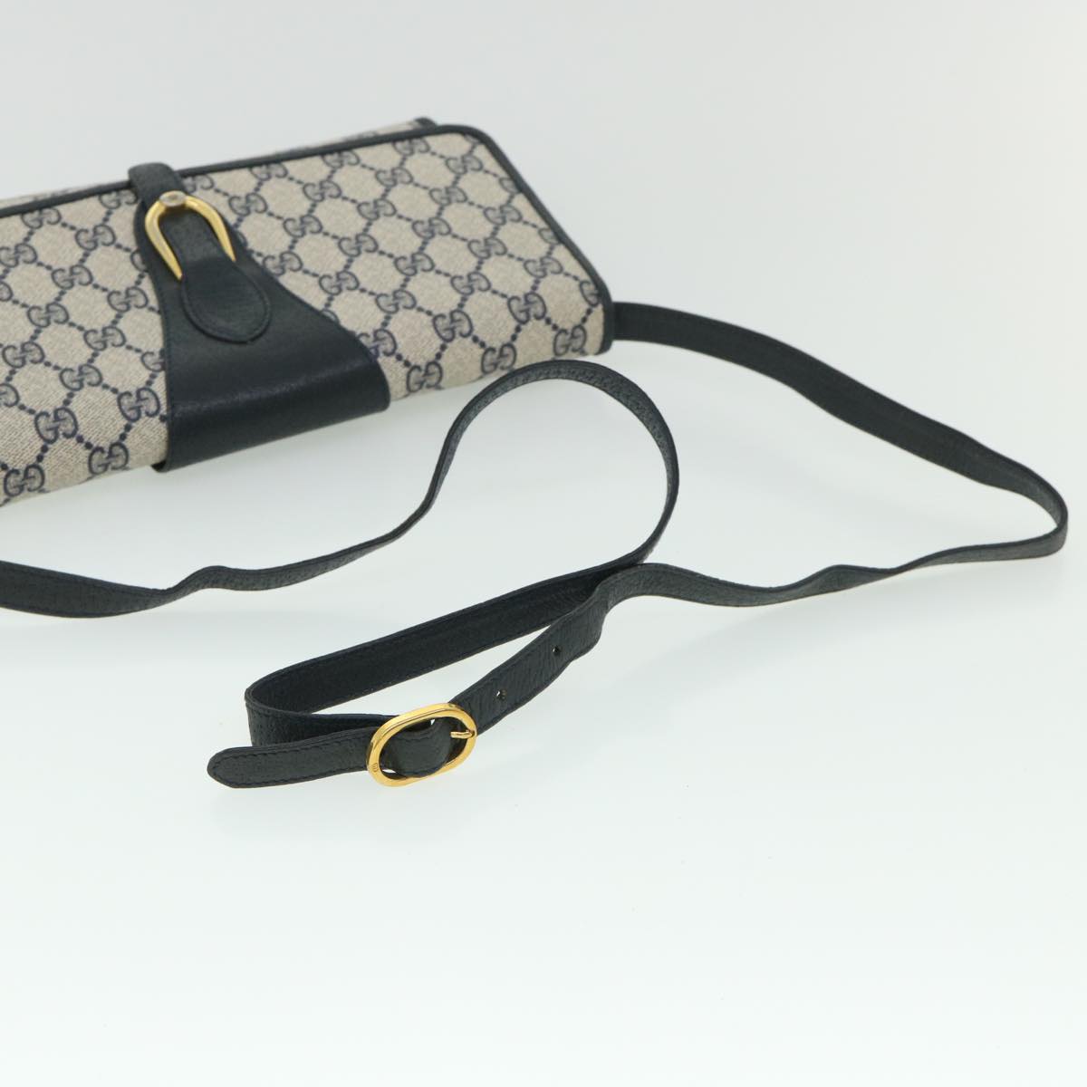 GUCCI GG Canvas Shoulder Bag PVC Leather Navy ep1671