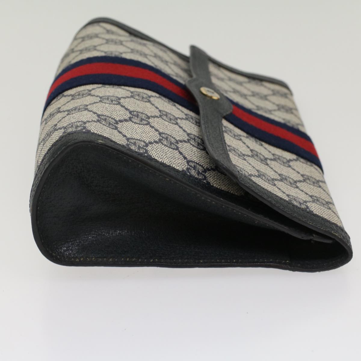 GUCCI GG Canvas Sherry Line Clutch Bag Gray Red Navy 89 01 006 ep1673