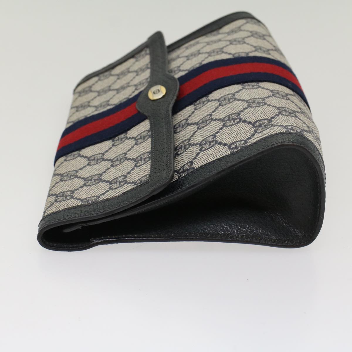 GUCCI GG Canvas Sherry Line Clutch Bag Gray Red Navy 89 01 006 ep1673