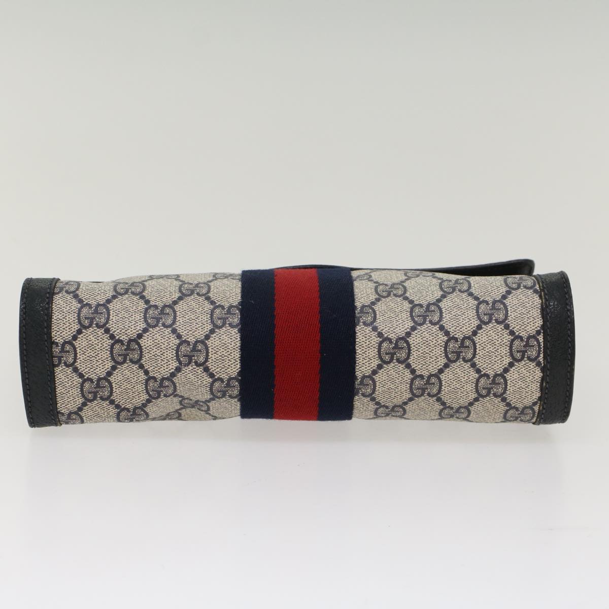 GUCCI GG Canvas Sherry Line Clutch Bag Gray Red Navy 89 01 006 ep1673