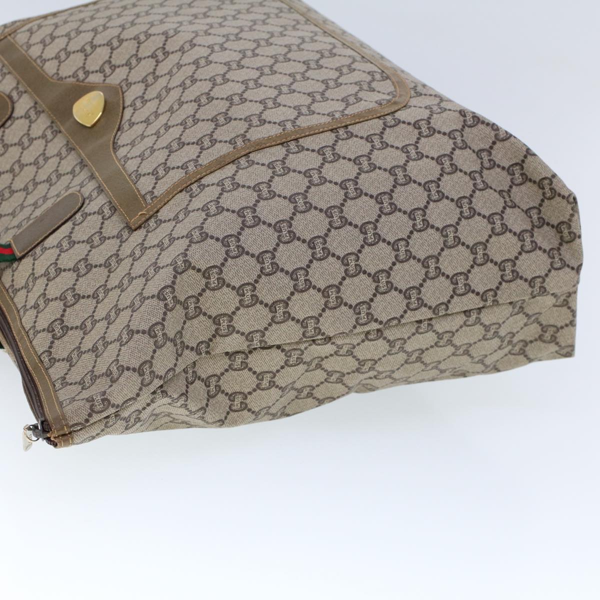 GUCCI GG Plus Canvas Web Sherry Line Tote Bag Beige Red Green ep1694