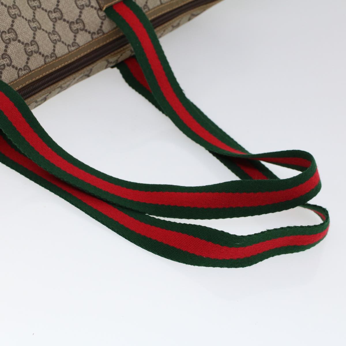 GUCCI GG Plus Canvas Web Sherry Line Tote Bag Beige Red Green ep1694