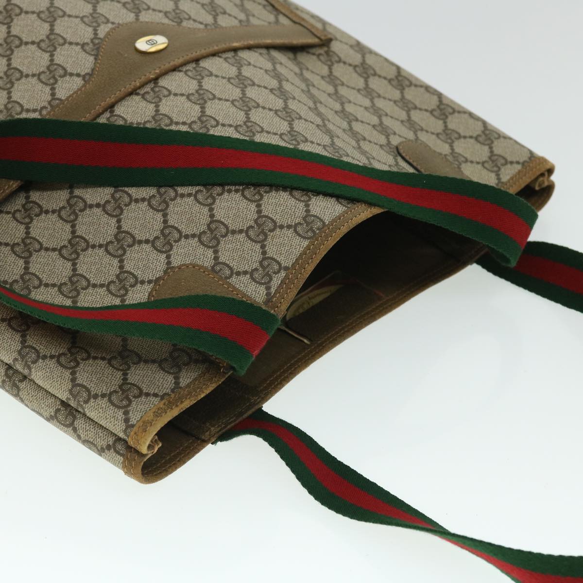 GUCCI GG Canvas Web Sherry Line Tote Bag Beige Red Green 39 02 003 ep1702