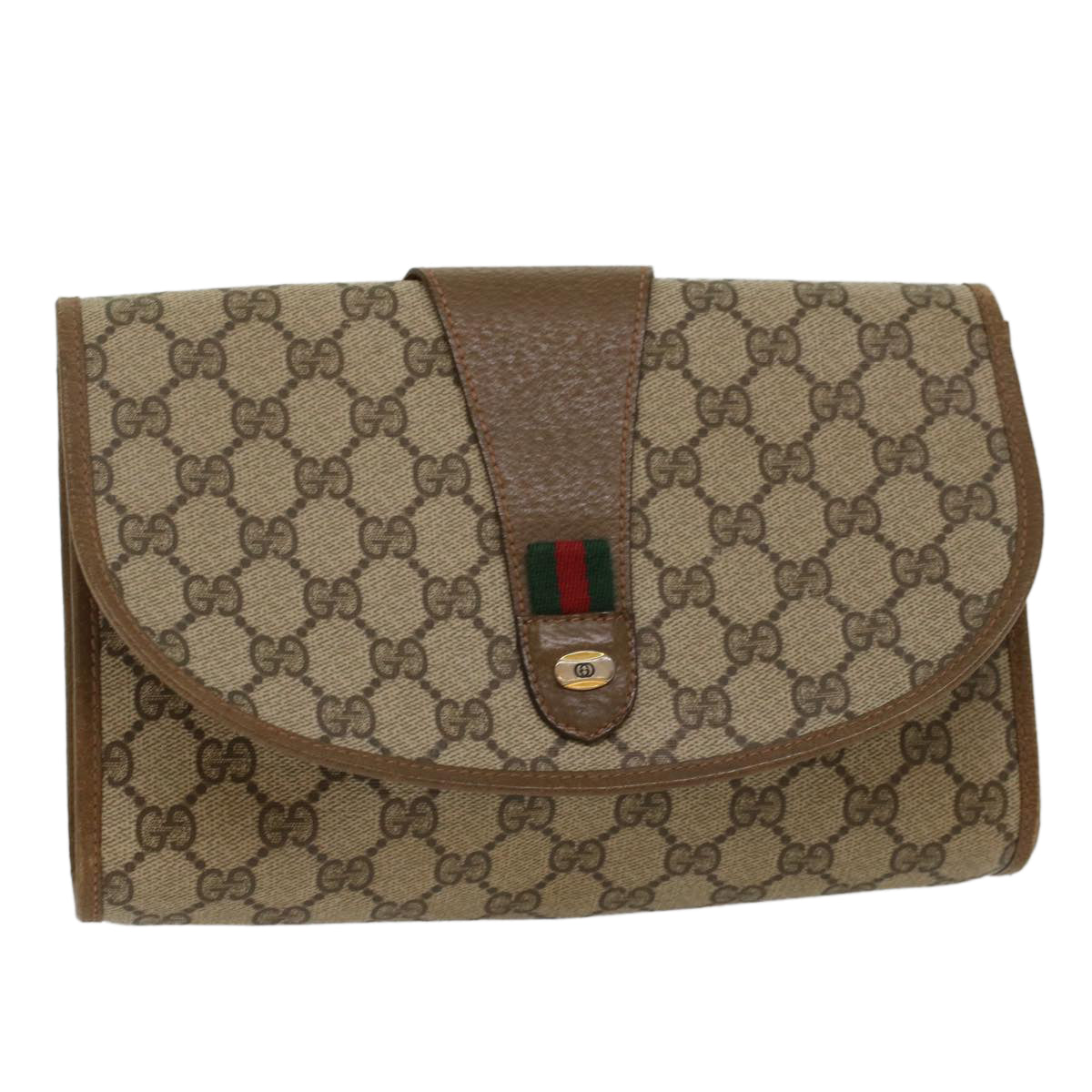 GUCCI GG Canvas Web Sherry Line Clutch Bag Beige Red Green 89 01 030 ep1704