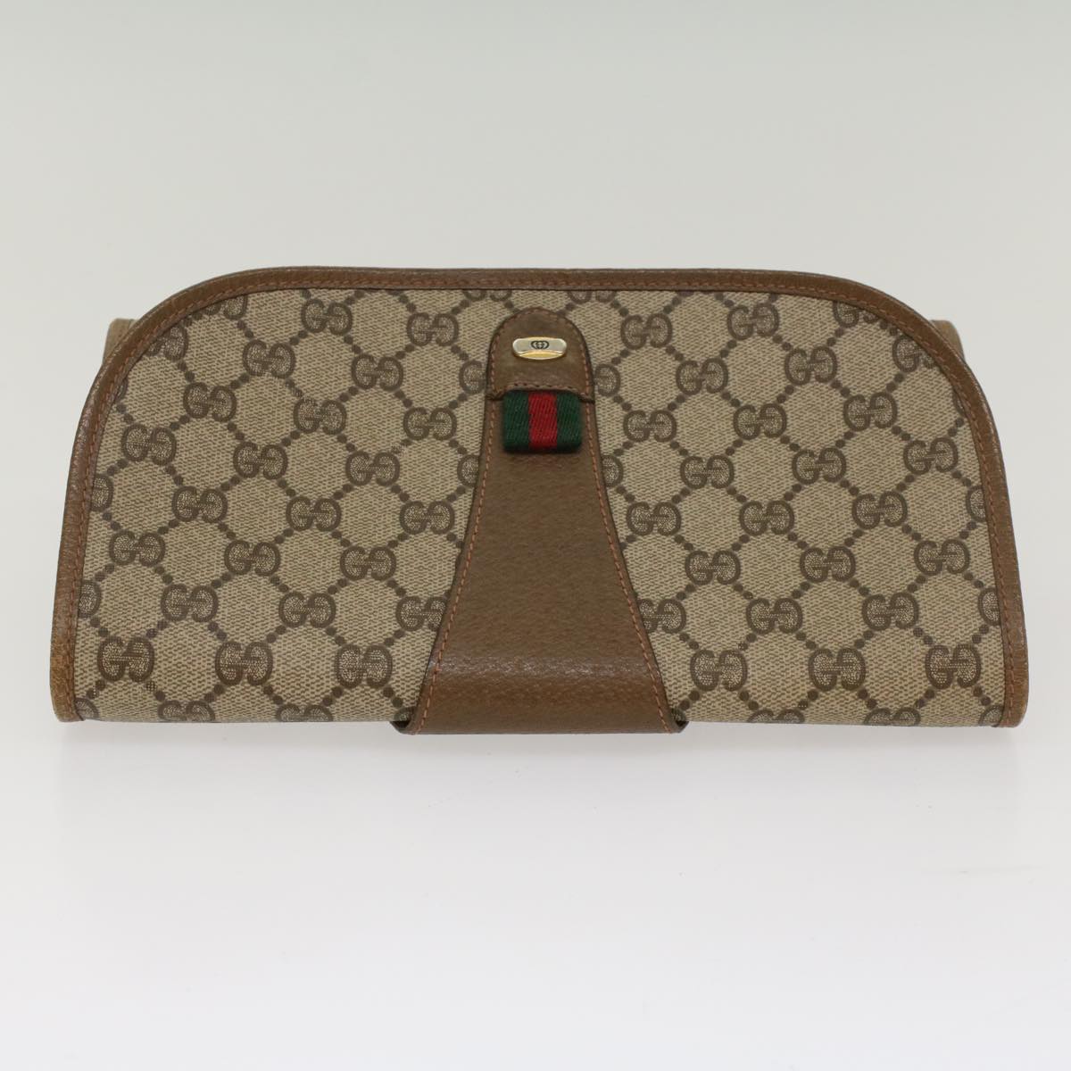 GUCCI GG Canvas Web Sherry Line Clutch Bag Beige Red Green 89 01 030 ep1704
