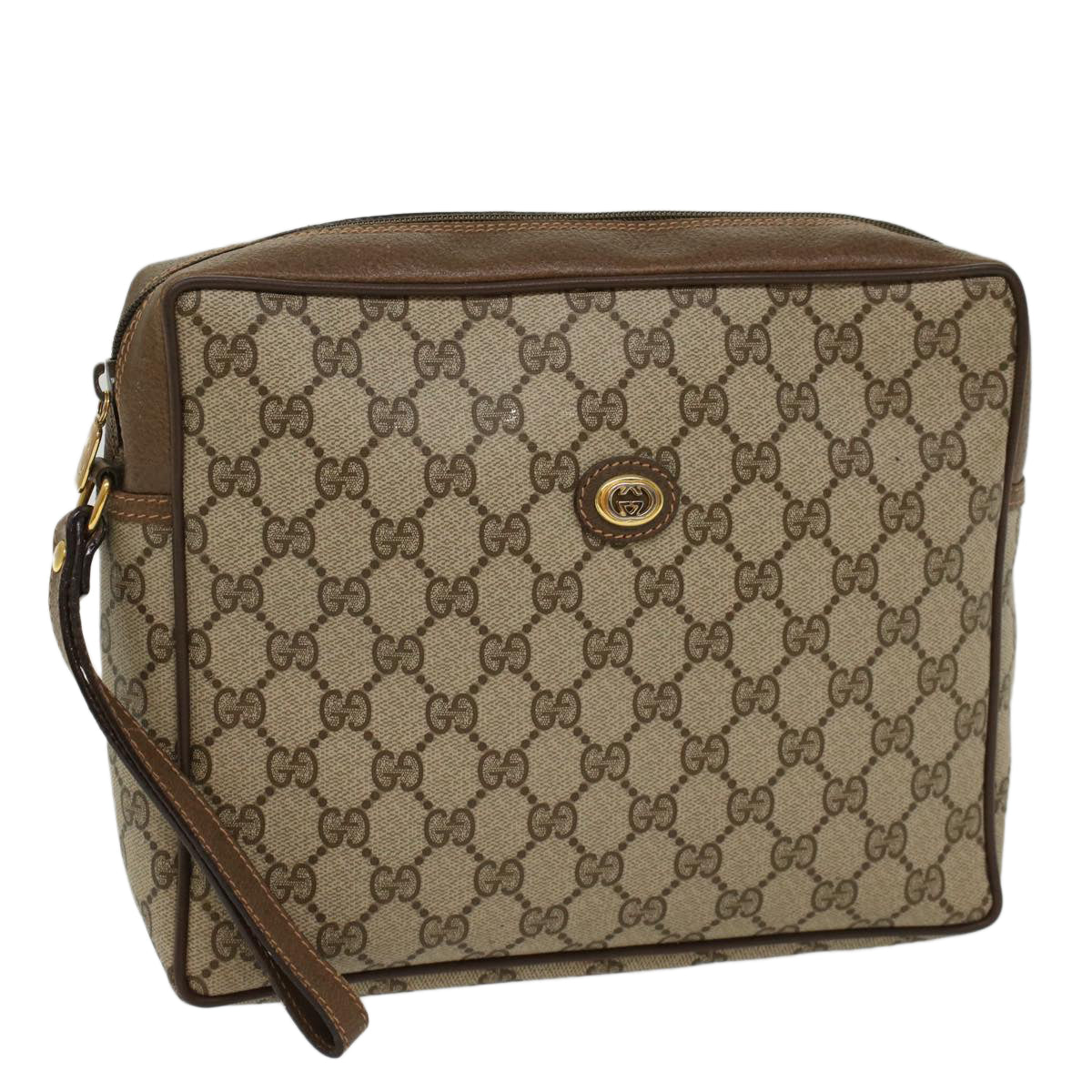 GUCCI GG Canvas Clutch Bag PVC Leather Beige ep1718