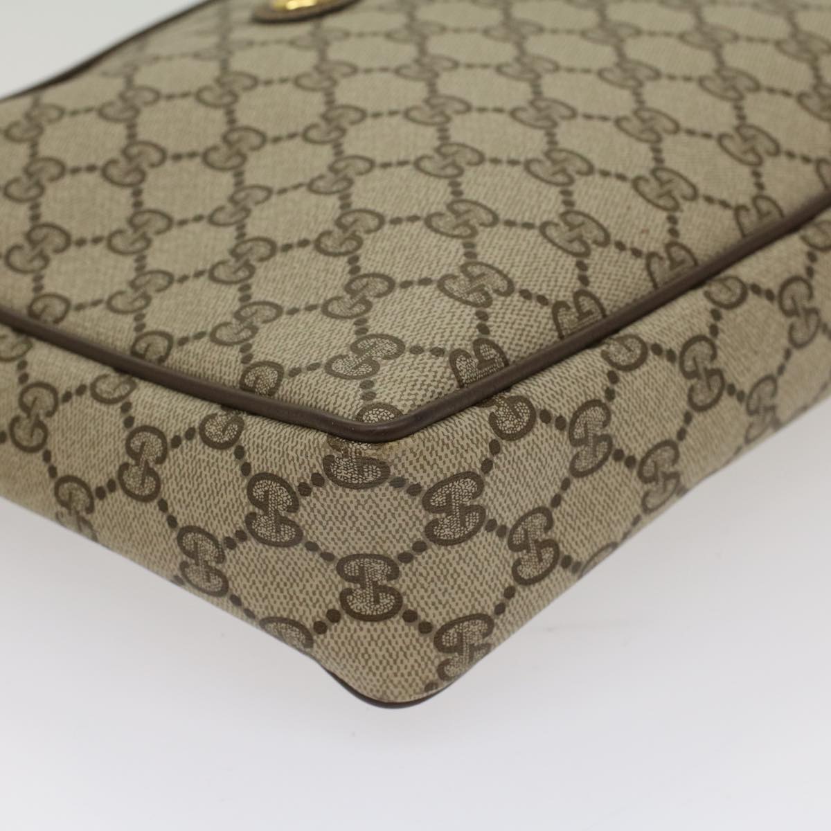 GUCCI GG Canvas Clutch Bag PVC Leather Beige ep1718