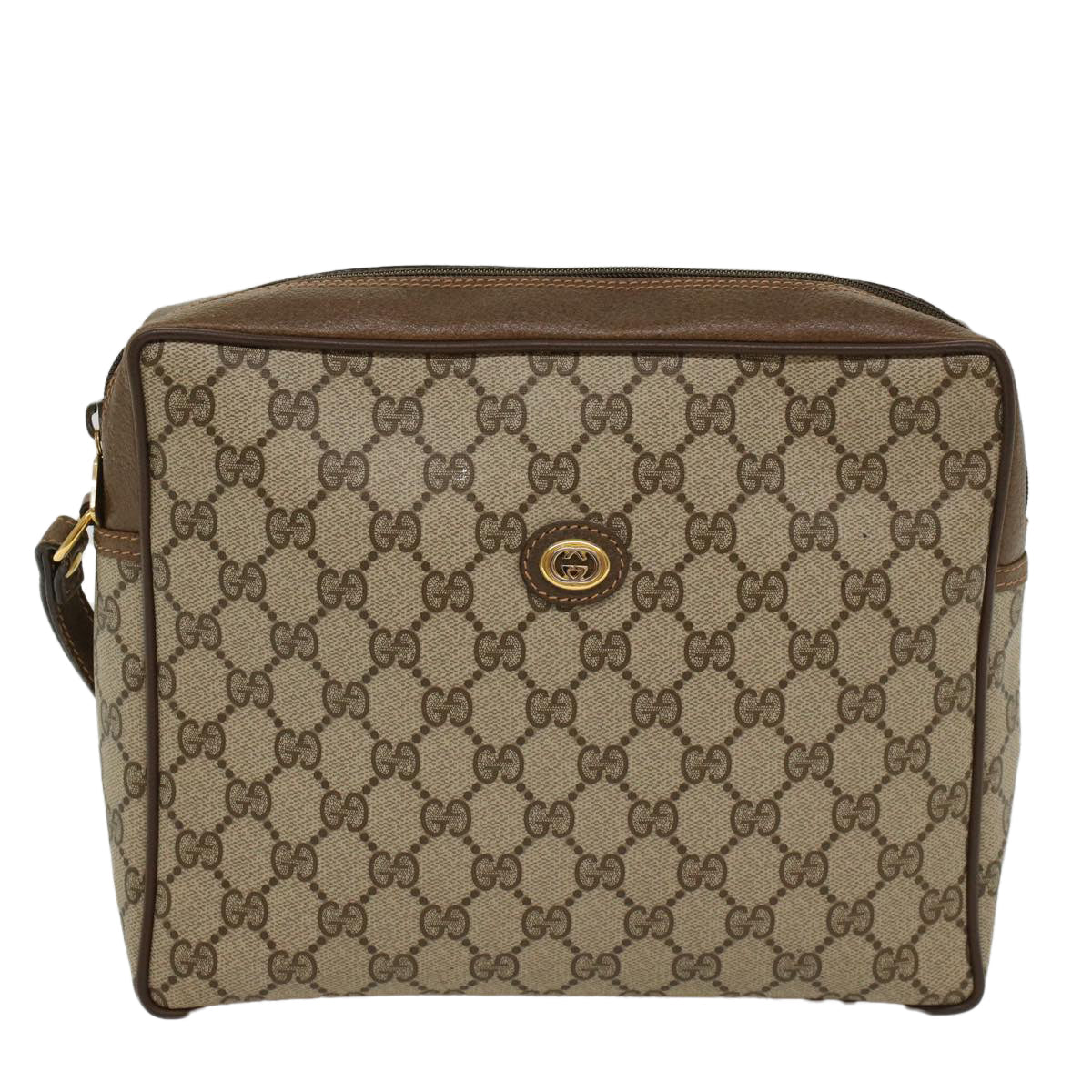GUCCI GG Canvas Clutch Bag PVC Leather Beige ep1718